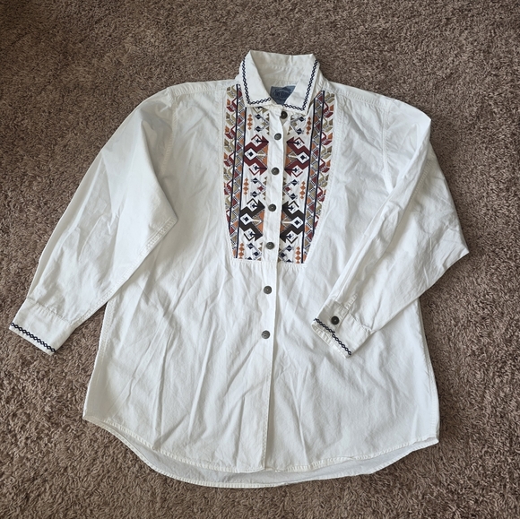 Cambridge Dry Goods Tops - Women's Vintage Western Style Embroidered Button Down Shirt Size Medium